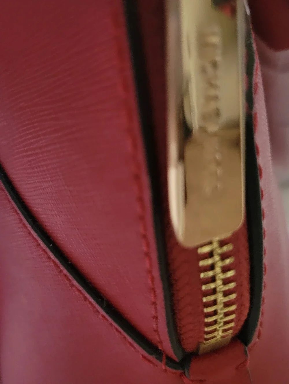 MICHAEL KORS Red Saffiano Dome Satchel with Gold Hardware